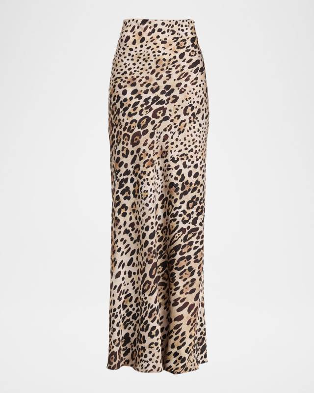 Sierra Leopard Satin Maxi Skirt